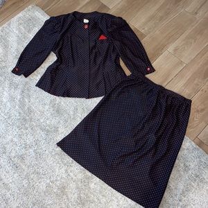 Vintage 80s/90s polka dot skirtsuit